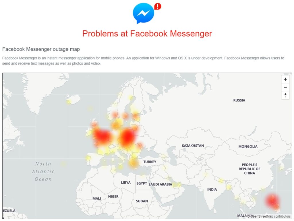 Výpadek Facebook Messengeru