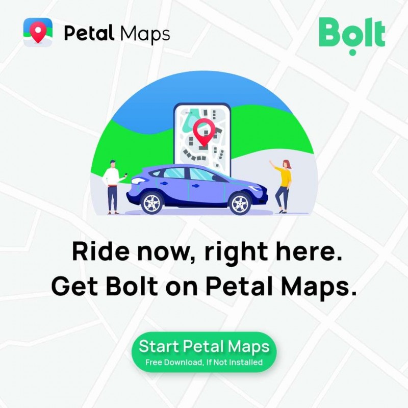 Nově si Bolt objednáte přímo z Petal Maps