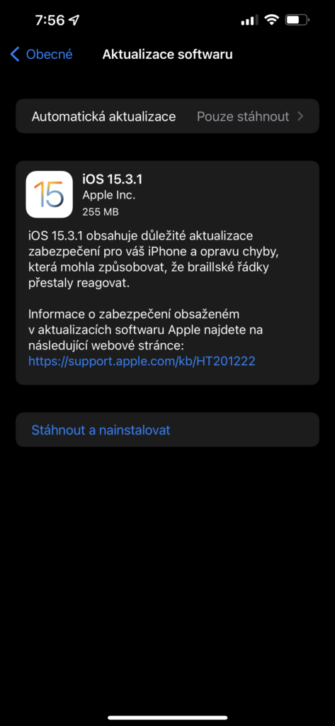 Apple vydal iOS 15.3.1