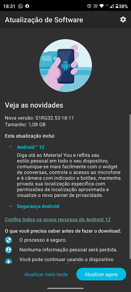 Motorola Edge 20 a Android 12