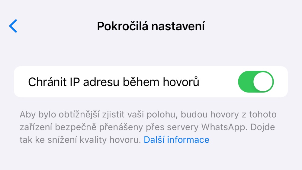 WhatsApp nastavení IP adresy