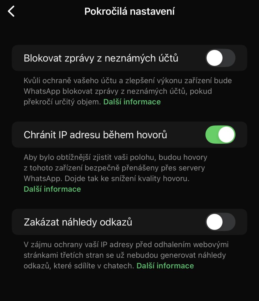 Zabezpečení WhatsAppu