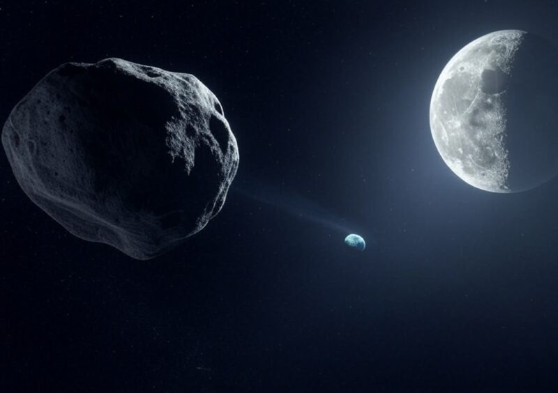 Asteroid letící k Měsíci