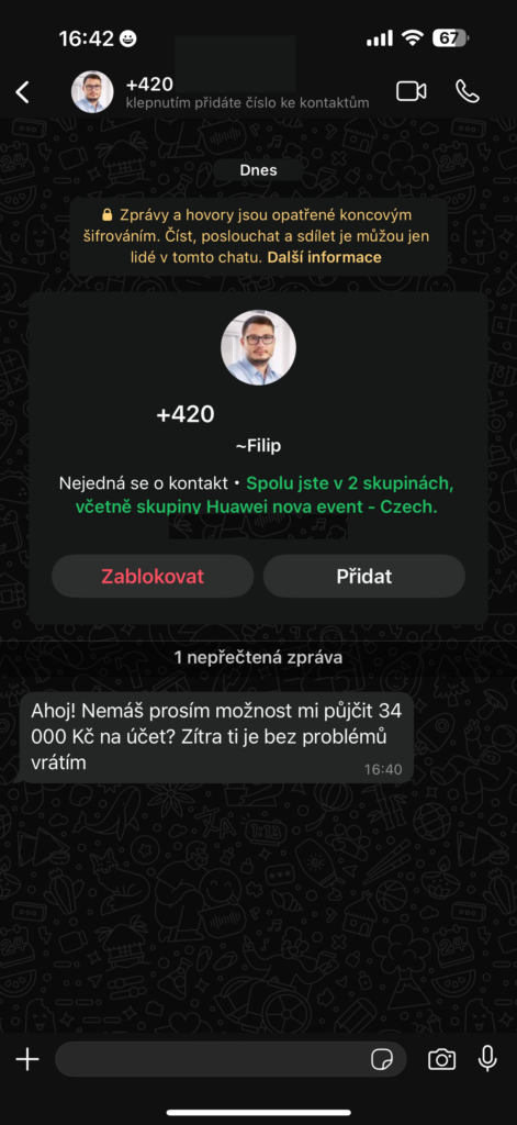 Podvod na WhatsAppu